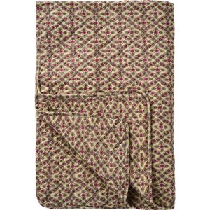 Hovedbilde Quiltet pledd m/ bringeb&aelig;rfarget og lilla rutem&oslash;nster 