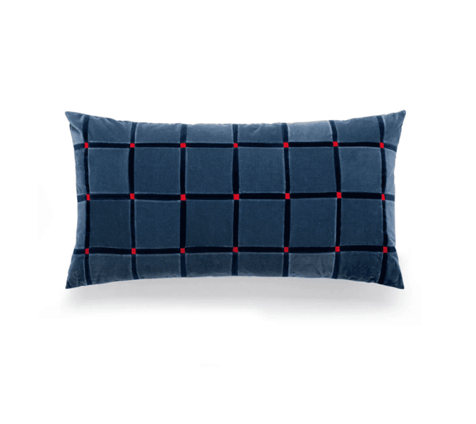 Christina Lundsteen Pute Athena Silverblue/Dark Blue/Tomato