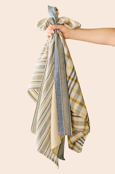 IB Laursen Kj&oslash;kkenh&aring;ndkle Walter natur m/bl&aring; og gr&aring; striper